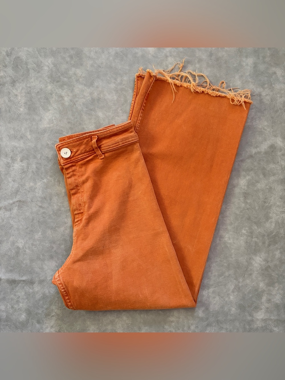 Zara burnt orange high rise wide leg flare jeans - Picture 9 of 14